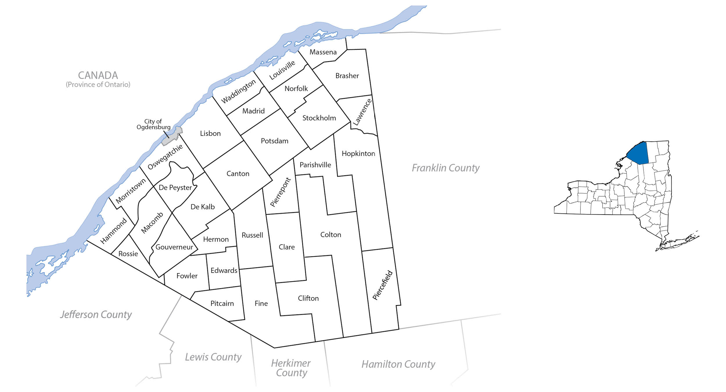 St. Lawrence County Map